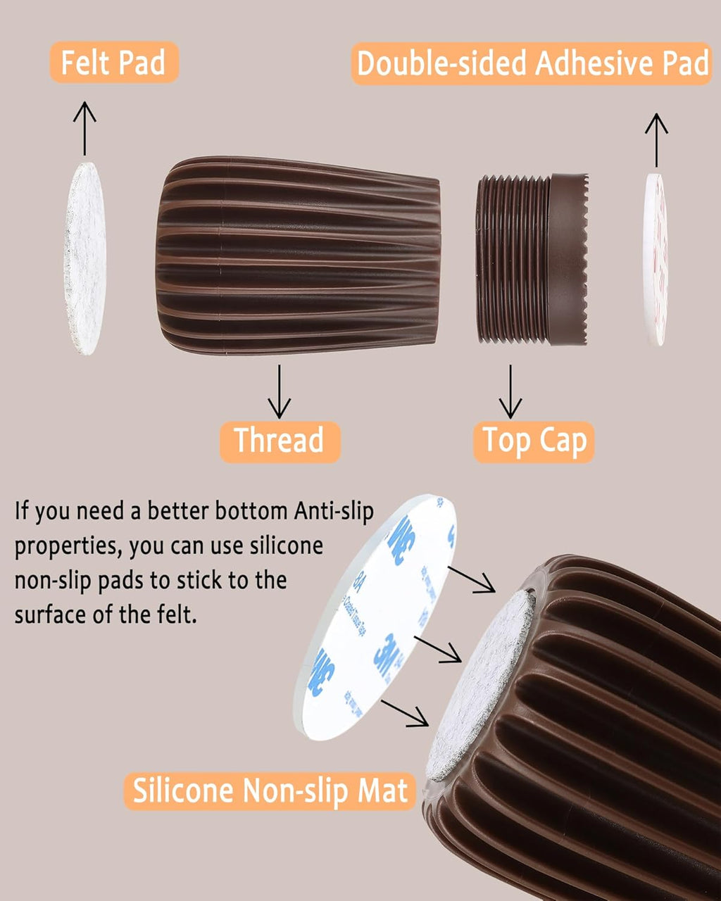 Adjustable Furniture Bed Risers 2.1-2.8 Inch, Anti Slip Plastic for Sofa Couch Desk Chair M803262