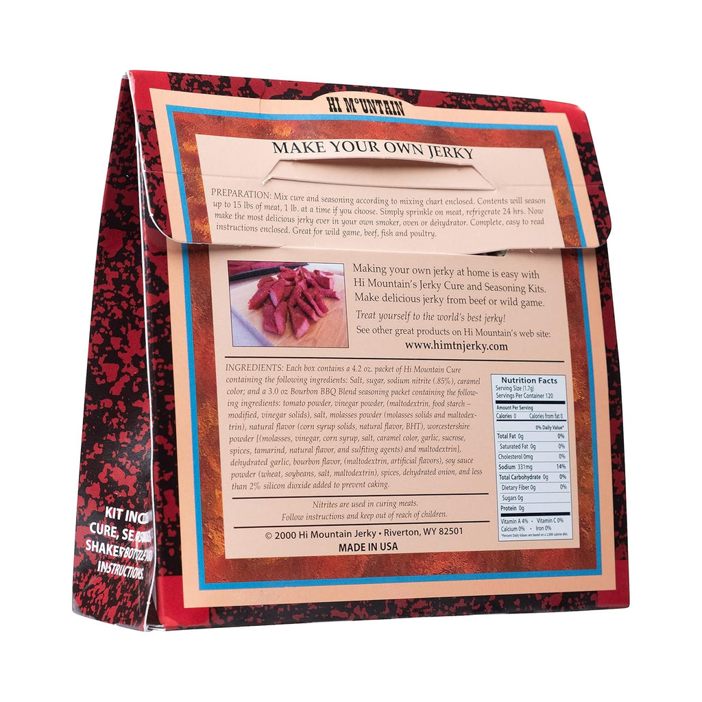 Jerky Seasoning and Cure Kit, Bourbon BBQ Blend, for Beef, Deer, Elk & Venison, 15 lbs E569