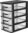 EXCEART 4 Layer Desktop Cabinet 4 Layer Plastic Drawer Cabinet Small Plastic Storage Cabinet for Office Bedroom Home (Black and Transparent)