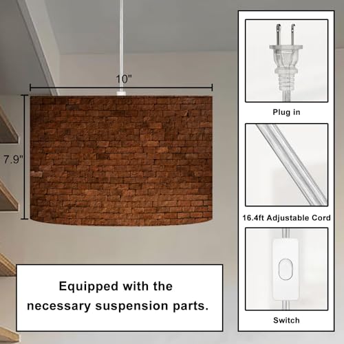 Plug-in Pendant Light with Linen Lampshade and Clear Cord H582900
