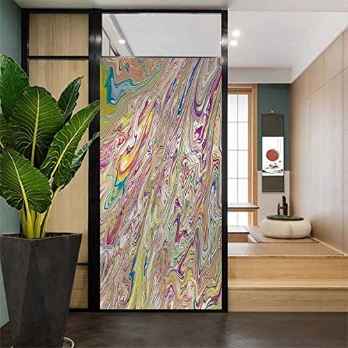 Static Cling Window Film Privacy Abstract Geometry Colorful Glass Sticker No Glue Anti UV 17.7 x 78.7 in F365679