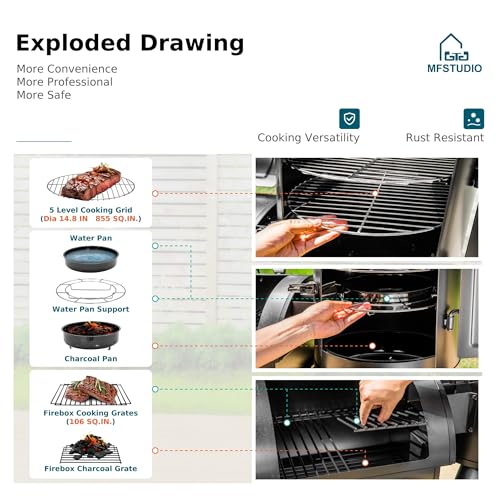Heavy Duty Charcoal Grill with Offset Smoker, 942 sq.in. Cooking Area O839549