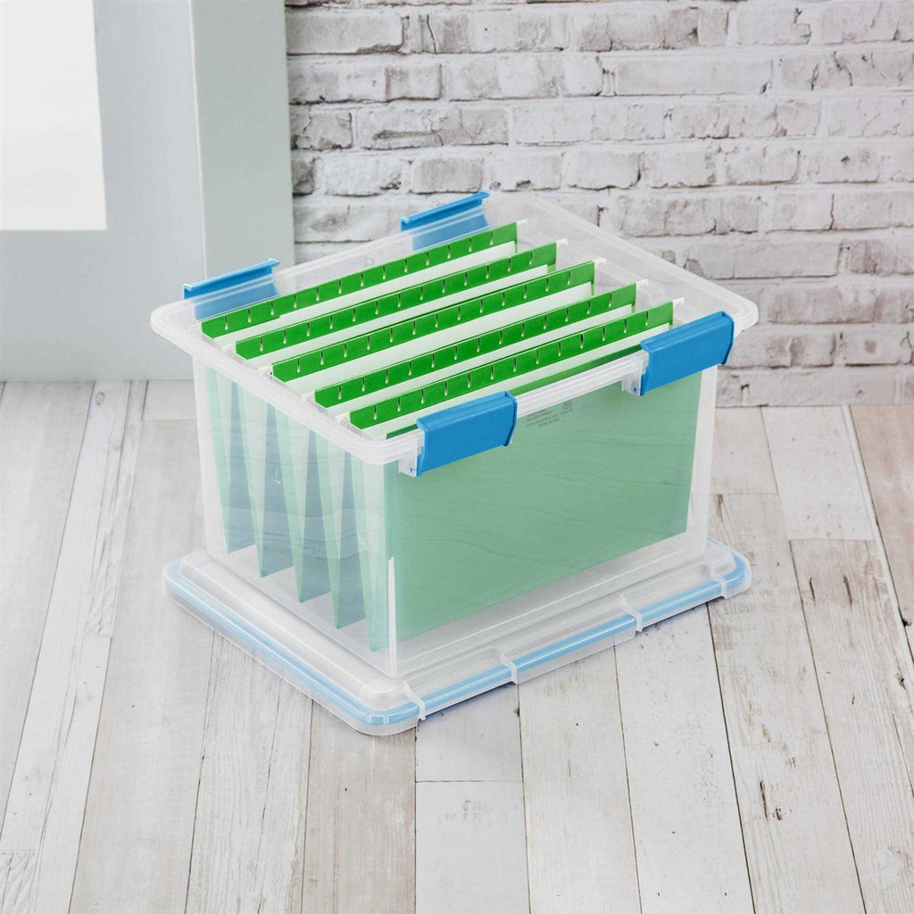 32 Qt Gasket Box Clear Base with Blue Lid, Set of 4 V560