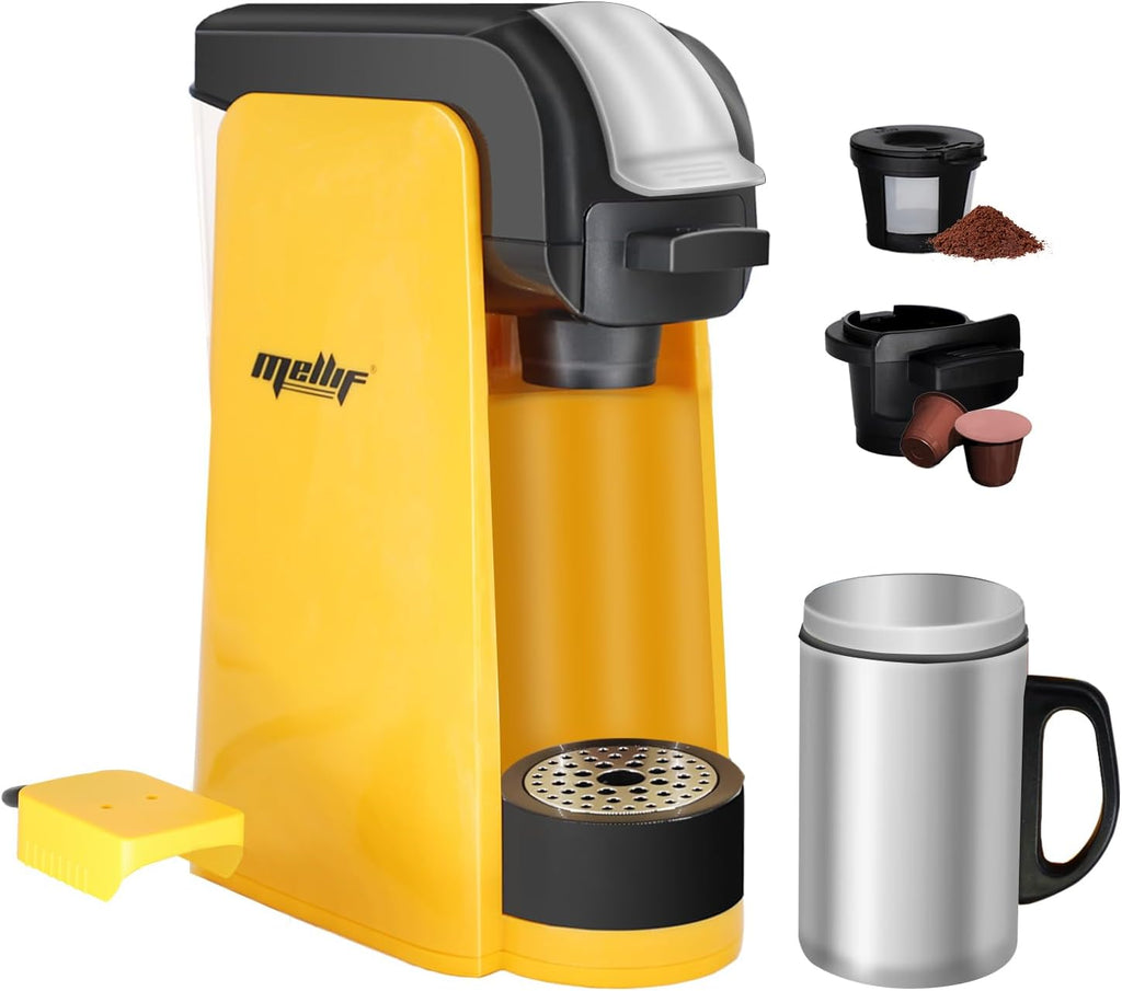 Mellif Cordless Coffee Maker for Dewalt 20V Max Battery(No Battery), Portable Single-Serve Brewer Coffee Machine for K-Cup Pods and Ground Coffee, Coffee Brewer for Outdoor Camping, Travel, Home