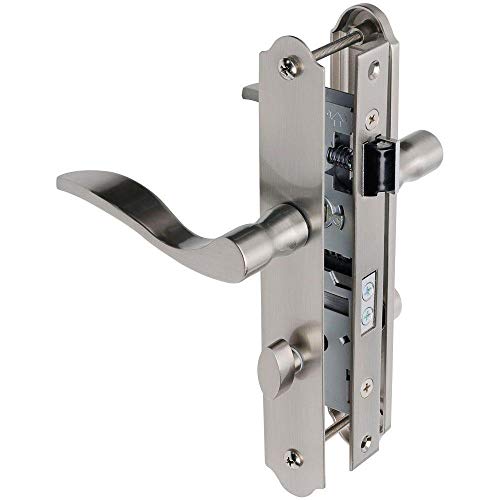 Mortise Keyed Lever Latch with Deadbolt for Storm Doors, Satin Nickel N982124