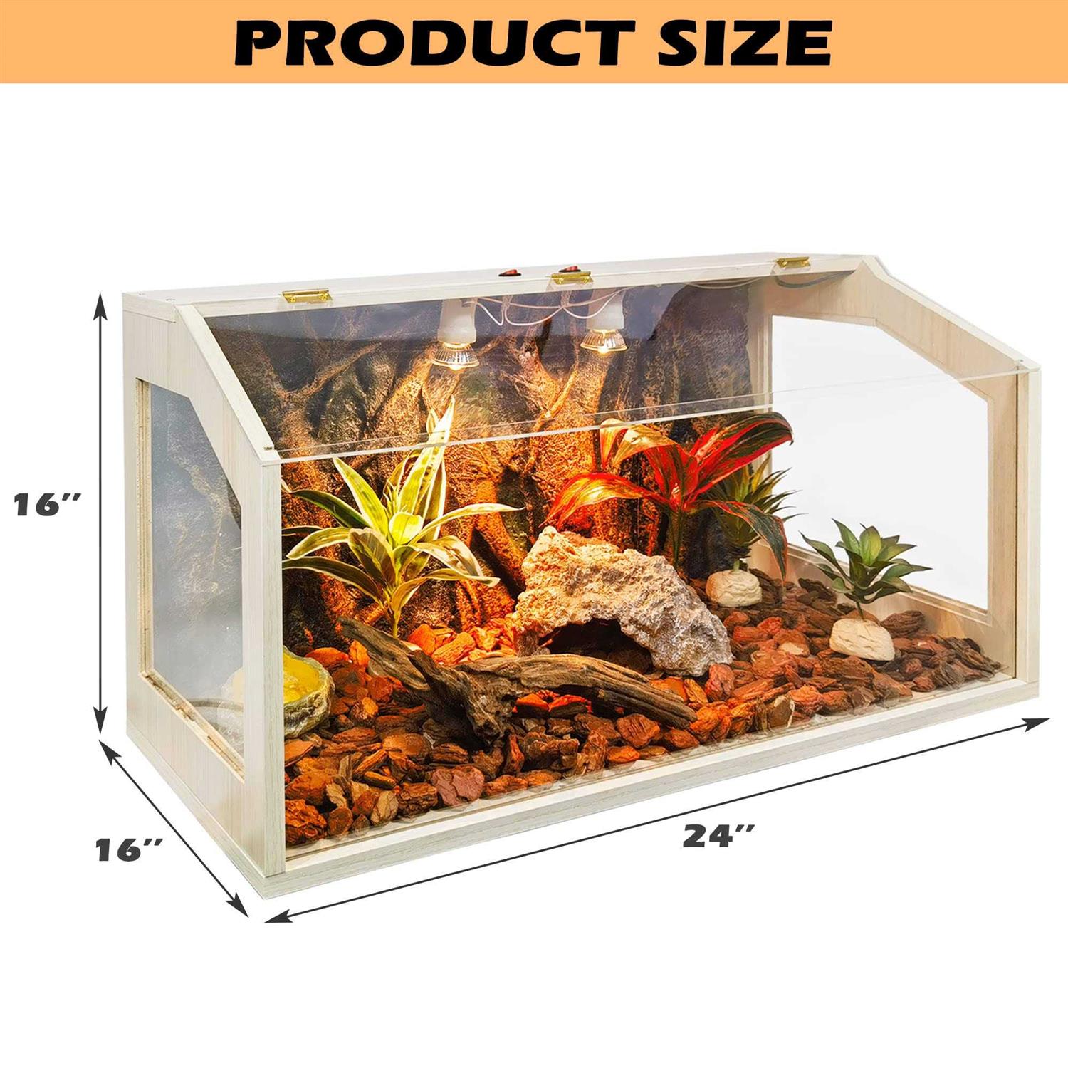 Reptile Terrarium Tank with Roof Door for Bearded Dragon B282