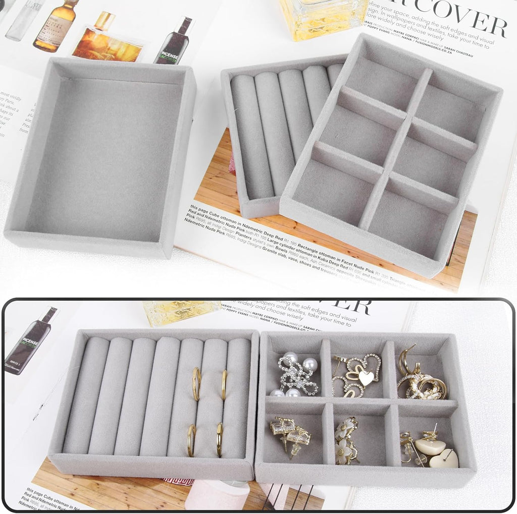 Stackable Jewelry Tray Organizer for Drawer and Dresser Q12582