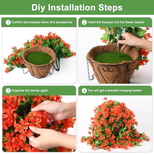 Artificial Hanging Violet Flowers in Basket for Patio Garden Decor H164916