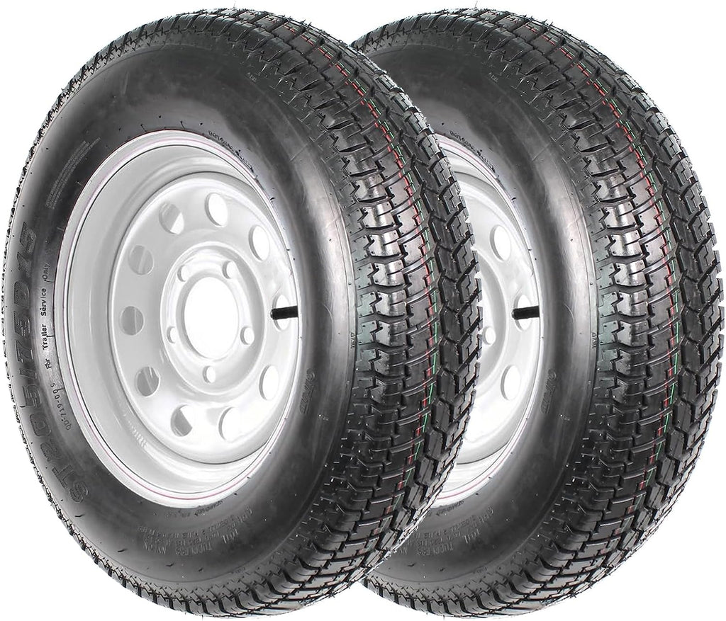 ST205/75D15 Trailer Tires, 5 Lug Tires, 6PR Load Range C, 15in Fuel-saving Designed Trailer Tires 205 75 15 for Travel/Camper/Landscape/Cargo/Utility/Boat/Horse/Farm/Hauler Trailer(Pack of 2)