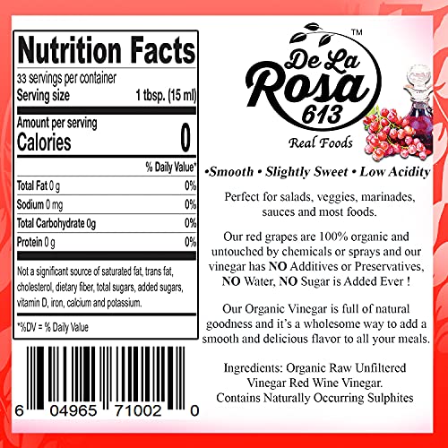 Organic Red Wine Vinegar, Raw & Unfiltered, 16.9 Oz M634