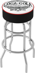 Bar Stool - Coca-Cola Brazil 1886 Vintage Stool with Foam Padded Seat - Swivel Chair for Game Room, Garage, or Home Bar by Trademark Gameroom
