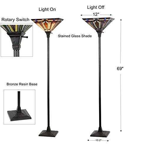 Torchiere Floor Lamp with Stained Glass Shade Q846
