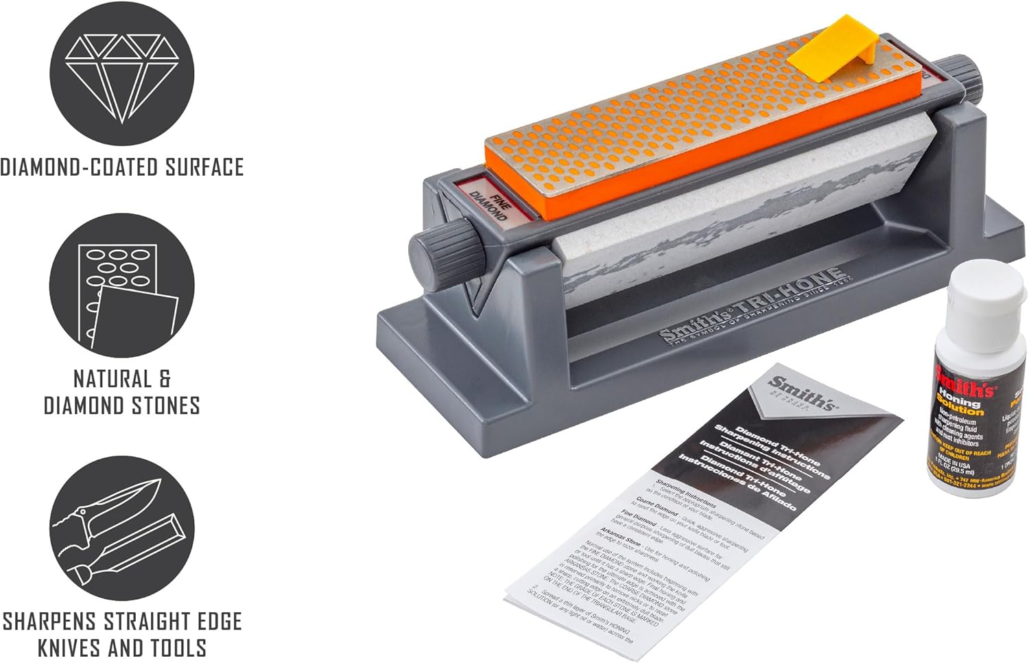 6" Diamond Tri-Hone Stone Sharpening System - Fine, Natural & Coarse Stones E22837