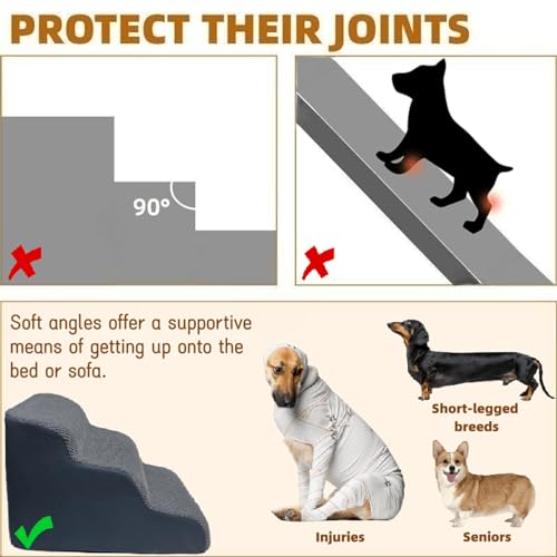 5 Step Dog Stairs for High Beds, Non-Slip Pet Ramp for Small to Large Dogs and Cats P922066