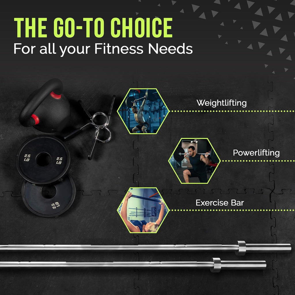 Olympic Training Barbell 6FT, 15 Pound, 300 LBS Capacity, Home Gym Strength Training Bar P6260