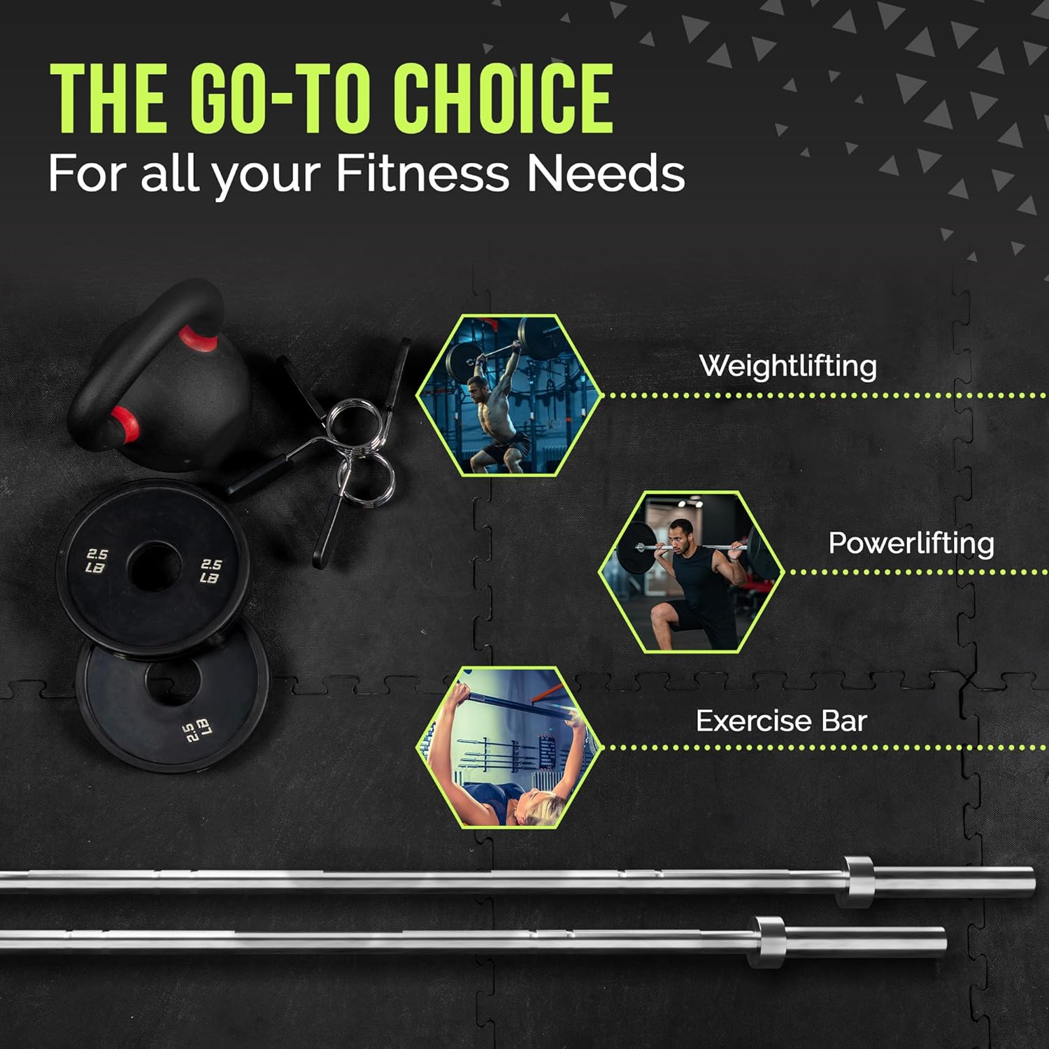 Olympic Training Barbell 6FT, 15 Pound, 300 LBS Capacity, Home Gym Strength Training Bar P6260