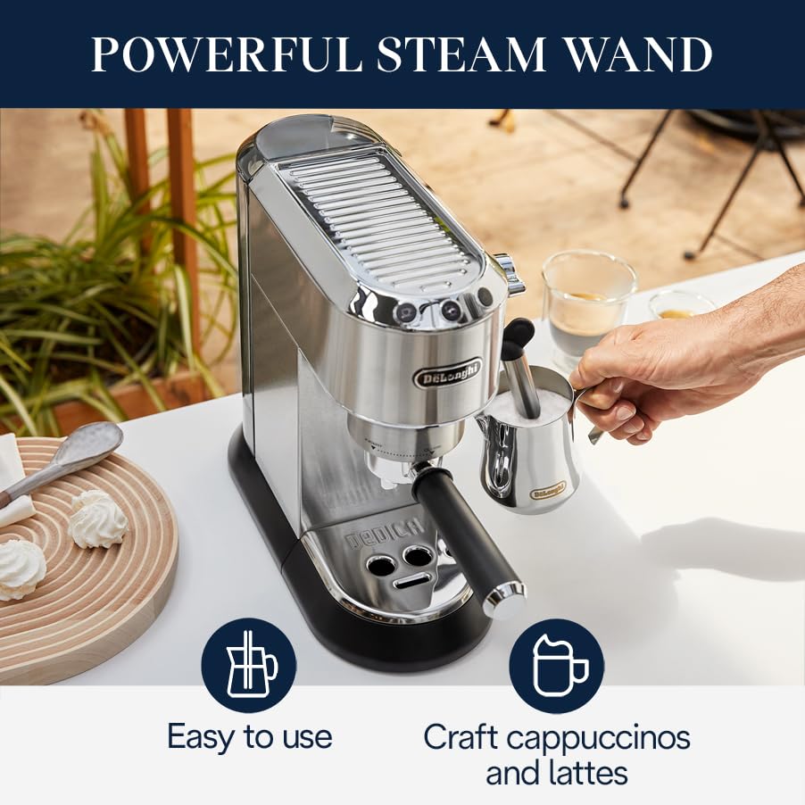 Espresso Machine with Milk Frother, Compact Stainless Steel Design W793411