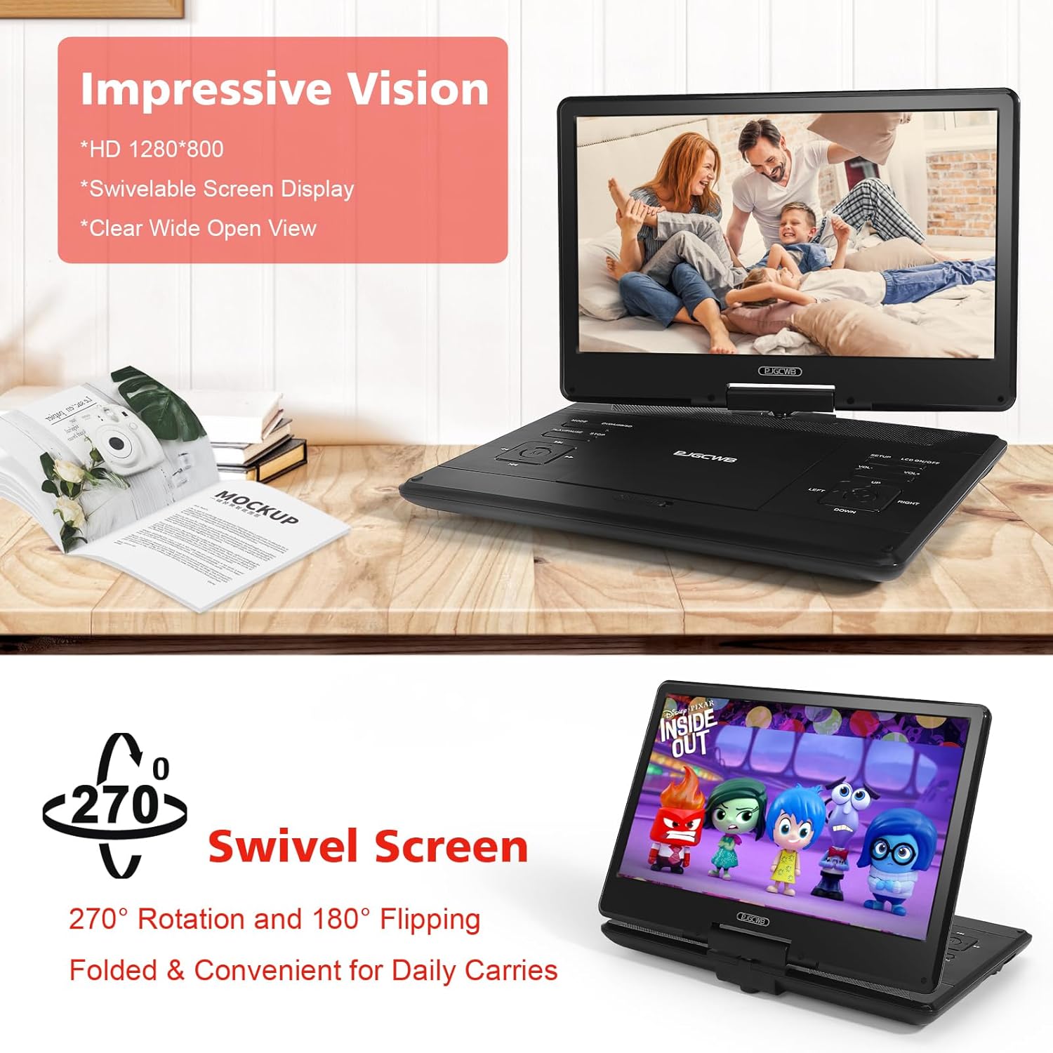 Portable DVD Player with 14.1" HD Screen and Carrying Bag W99655