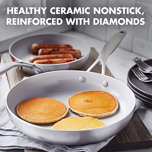 10" and 12" Tri-Ply Stainless Steel Ceramic Nonstick Frying Pan Skillet Set O8787