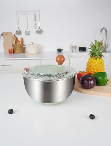 Stainless Steel Salad Spinner with Drain, 5.3 Qt D726652