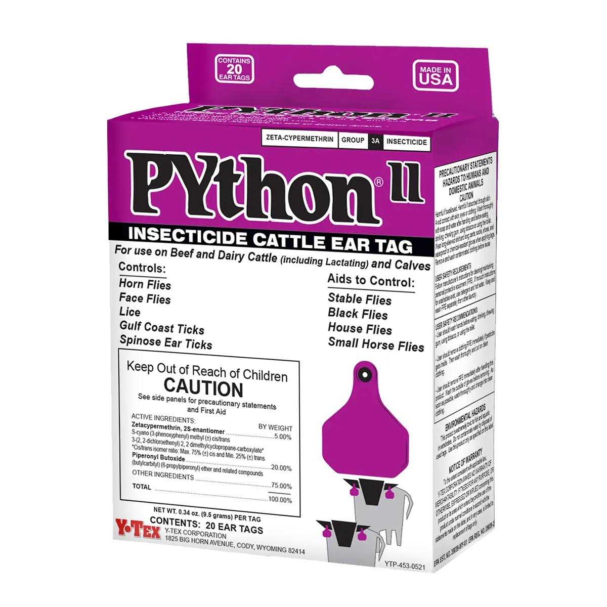 Python II Insecticide Cattle Ear Tags L860320