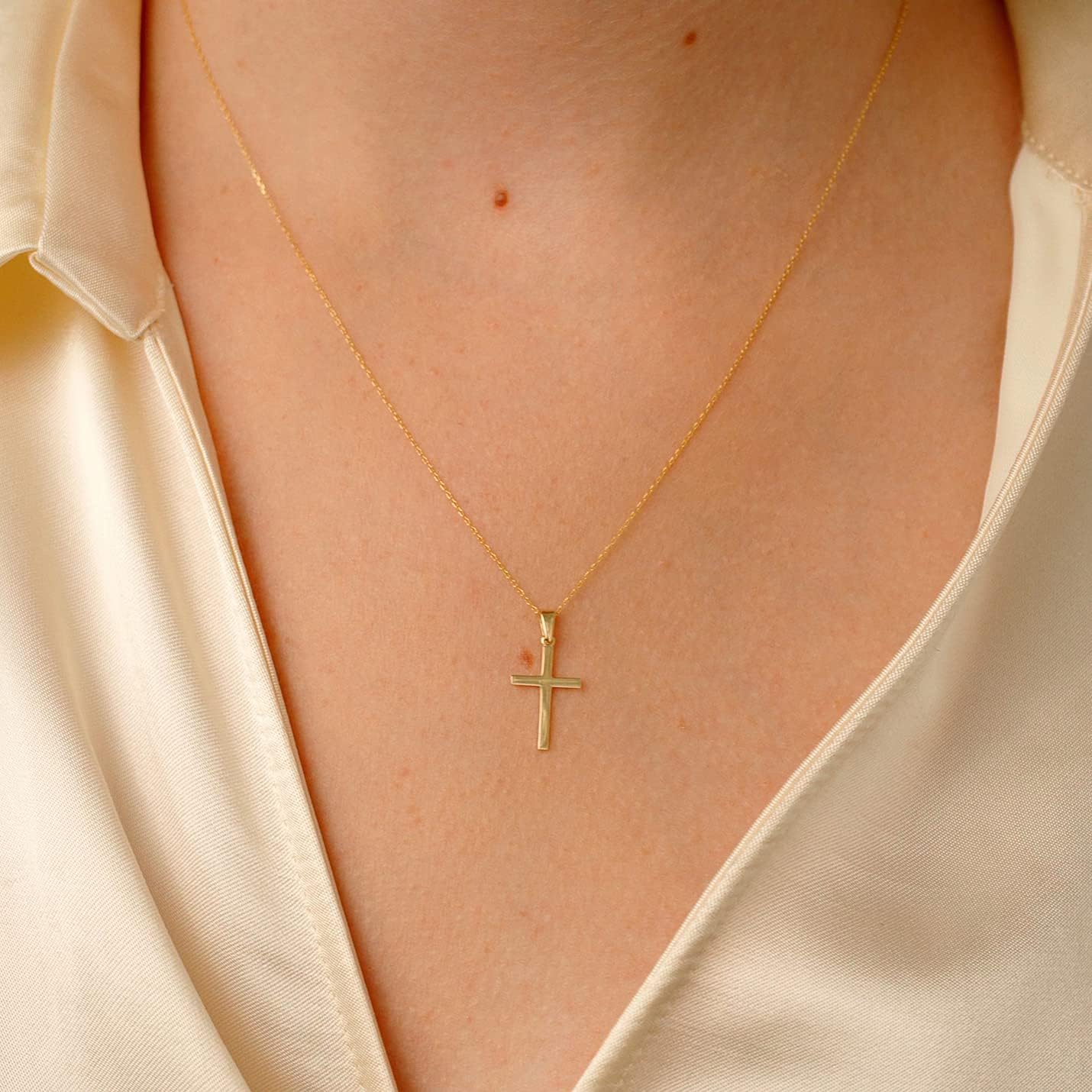 14k Solid Gold Cross Necklace for Women R865662