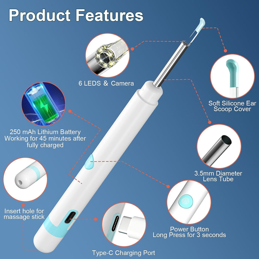 Ear Wax Removal Tool with 1080P HD Camera and 12 Replacement Tips A22729