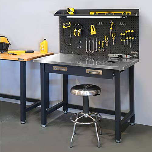 Heavy Duty Lighted Workcenter with Pegboard, 500 lbs Capacity, Stainless Steel Top, 48" W L722