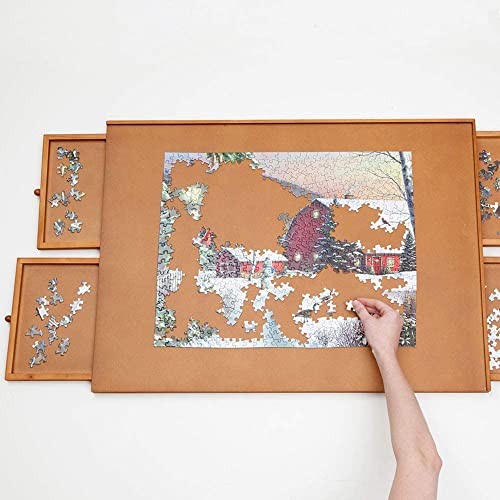Spinning 1500 Piece Puzzle Board with Drawers, Wooden Jigsaw Puzzle Organizer R1062