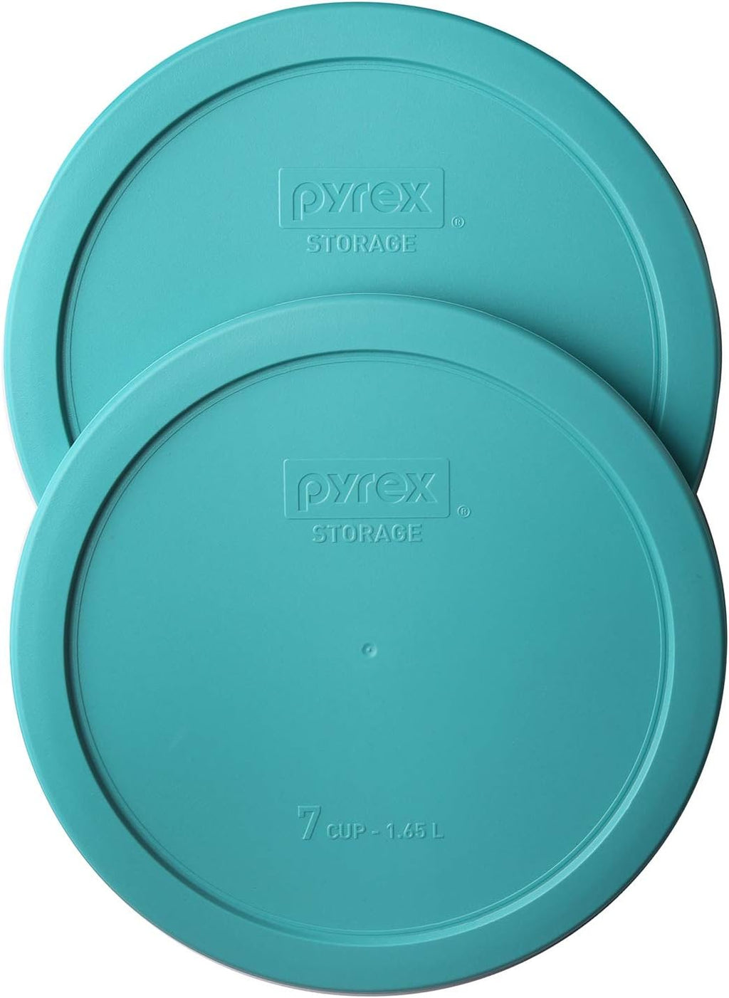 Pyrex 7402-PC 7-Cup Turquoise Plastic Food Storage Lid, 2 Pack - Original Genuine Pyrex - Made In The USA