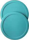 Pyrex 7402-PC 7-Cup Turquoise Plastic Food Storage Lid, 2 Pack - Original Genuine Pyrex - Made In The USA