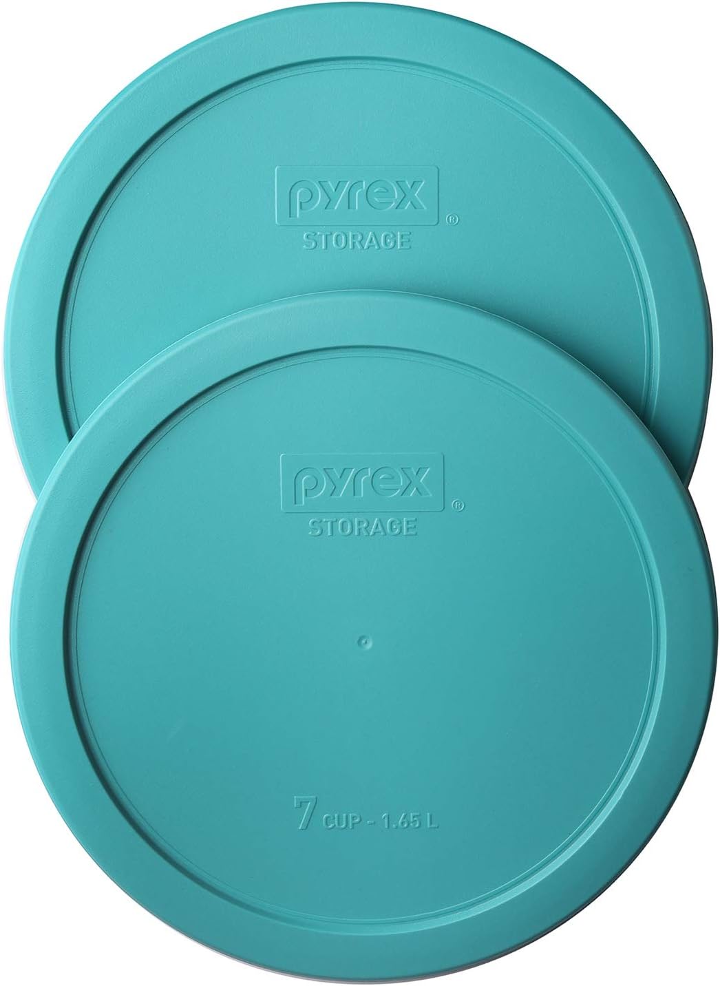 Pyrex 7402-PC 7-Cup Turquoise Plastic Food Storage Lid, 2 Pack - Original Genuine Pyrex - Made In The USA