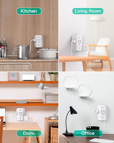 Surge Protector Outlet with 4 USB Ports, 3-Sided Power Strip Wall Charger M301