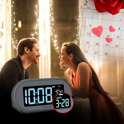 Alarm Clock for Bedrooms, Auto Set Digital Desk Clock with Dimmable Brightness, USB Port, Snooze J688986