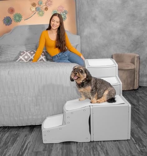 Pet Bed Stair for Cats and Dogs, Adjustable, Washable Carpet Treads D657175