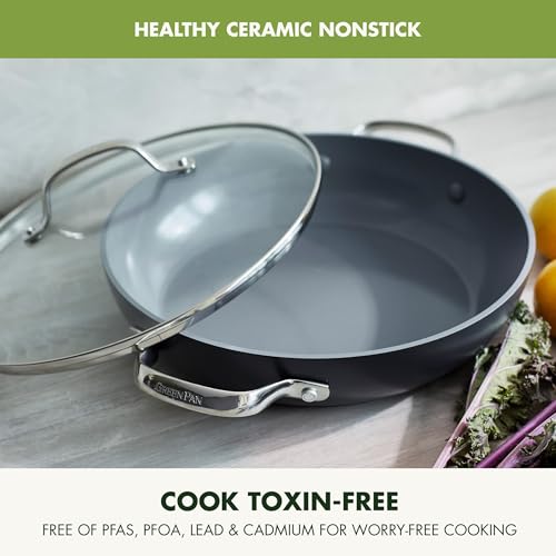 Healthy Ceramic Nonstick 11 Inch Frying Pan with Lid J49486