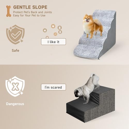 Dog Stairs for High Beds, 5 Tiers Soft Steps for Small Dogs and Cats M866