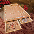 Bits and Pieces - 1000 Piece Puzzle Board with Drawers - Original Standard Wooden Puzzle Plateau - Tabletop Deluxe Jigsaw Puzzle Organizer and Puzzle Storage System (Standard with Spinner)