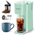 Single Serve Coffee Maker Iced or Hot for K Cup and Ground, Mini Compact Coffee Machine with Descaling Reminder and Self Cleaning, 6 to 14 Oz Brew Sizes