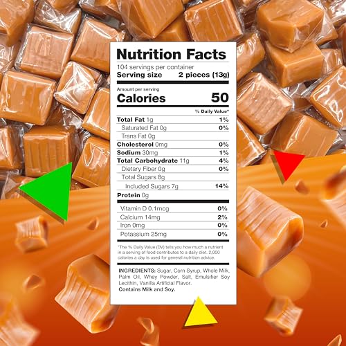 Caramel Cubes Candy, Individually Wrapped, 3 Pound Bag I6450