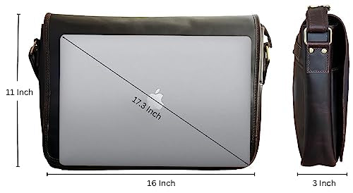Vintage Full Grain Leather Laptop Messenger Bag E255852