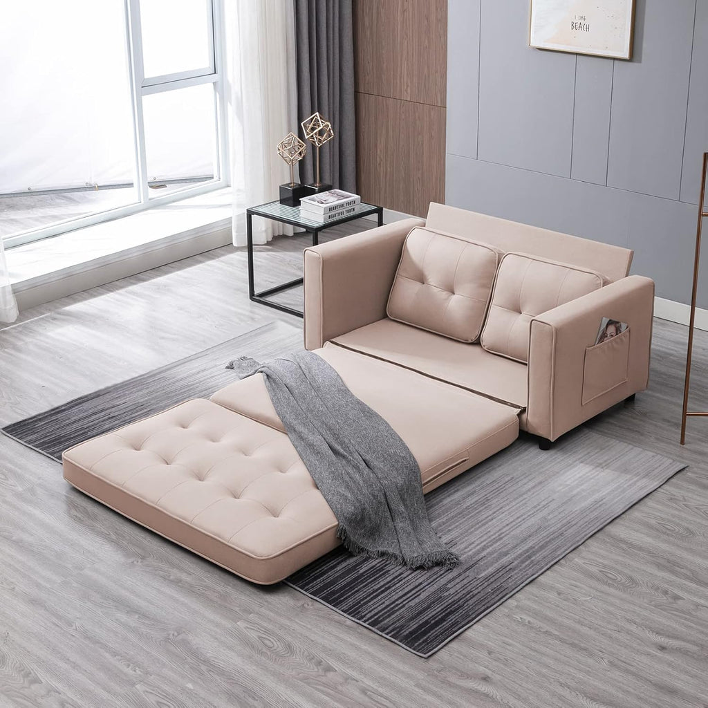 3-in-1 Convertible Pull Out Sofa Bed with Side Pockets, Loveseat Sleeper for Small Apartment P97949