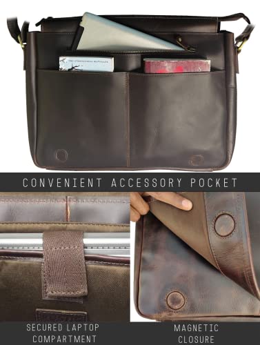 Vintage Full Grain Leather Laptop Messenger Bag E255852