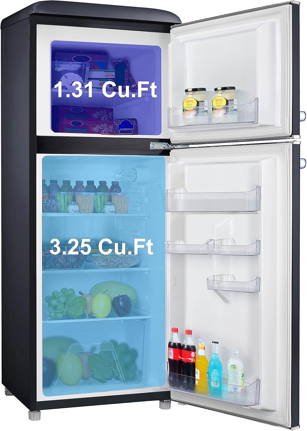 Retro Compact Refrigerator with Freezer and Single Serve Coffee Maker Q392