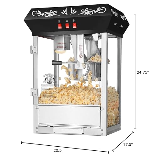 Popcorn Machine with 8oz Stainless Steel Kettle, Black R26475