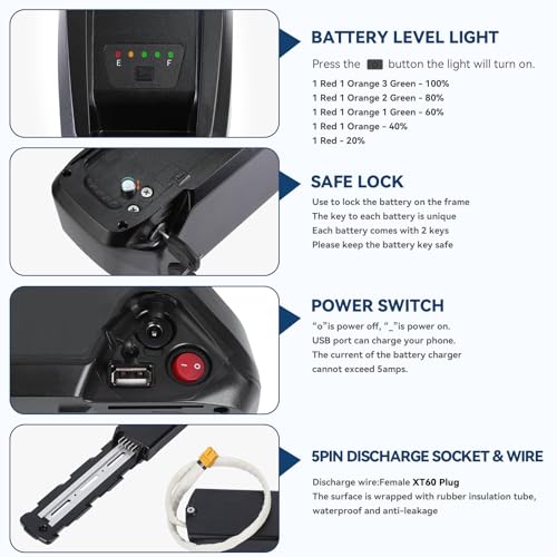 36V 48V 52V Ebike Battery 15Ah 20Ah with 3A Charger and BMS O54015