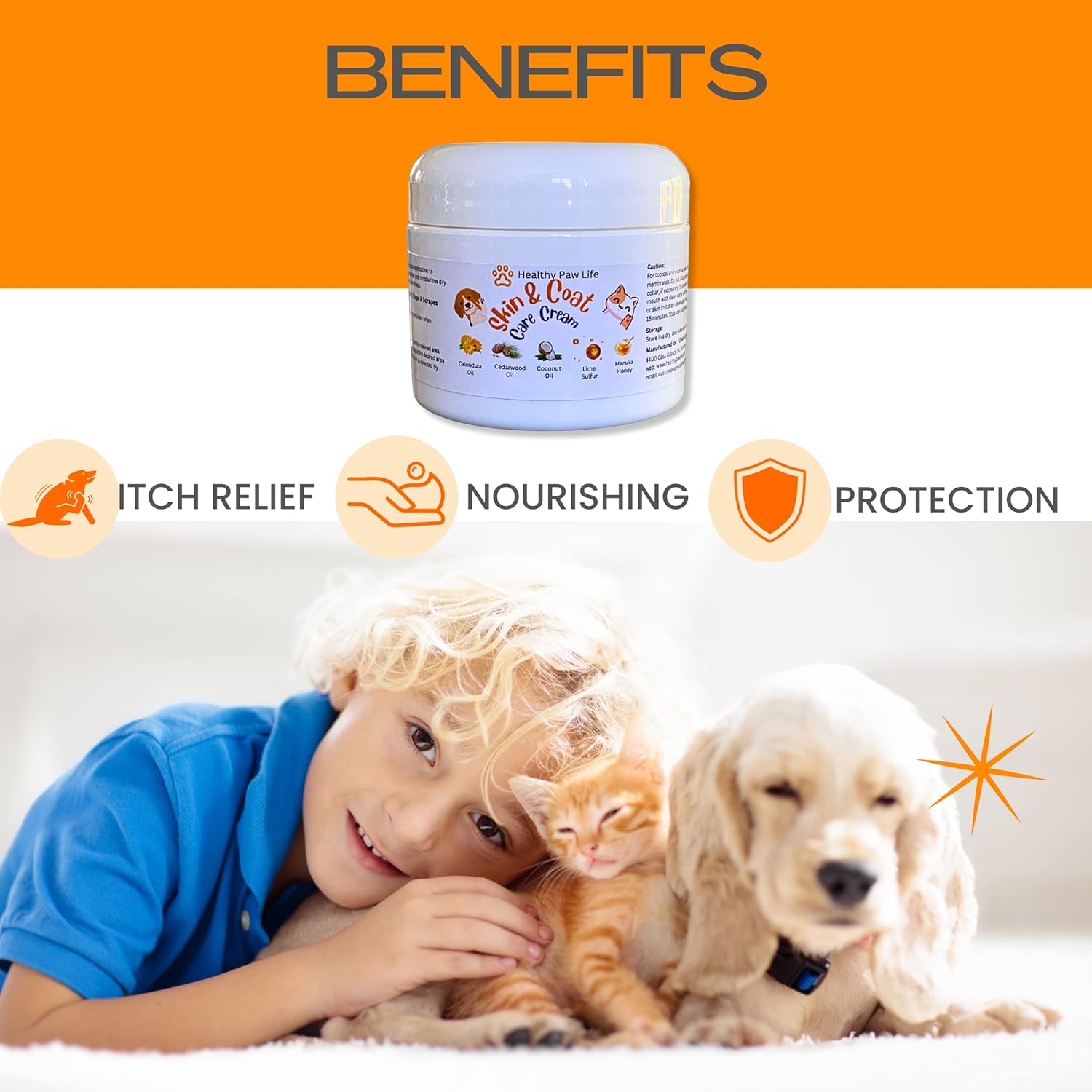 Skin and Coat Care Ointment for Pets, Itchy or Dry Skin, Wounds, Hot Spots L673