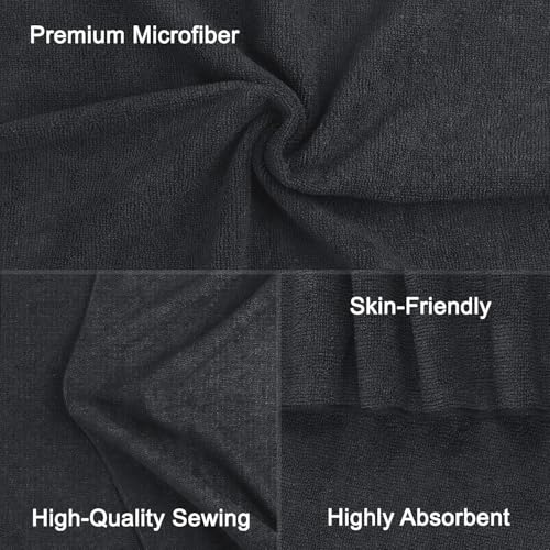 Extra Large Black Salon Towel, Pack of 12, 18 x 30 Inches, Super Soft Absorbent Microfiber X74716