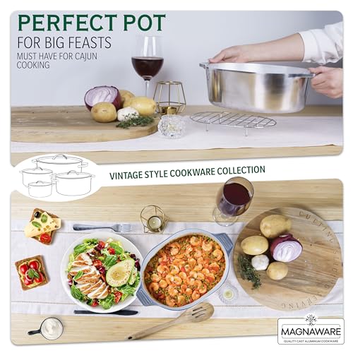 Cast Aluminum Dutch Oven with Lid - 5 Quart Oval Pot for Bread Baking and Roasting K600