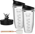 Blender Replacement Parts for Ninja, 2 24oz Ninja Blender Cups Replacement with To-Go Lids, 7-Fins Extractor Blade, for Nutri Ninja Auto iQ BN401 BN751 BN801 BN800 BL450 BL480 BL640 BL642 NN100